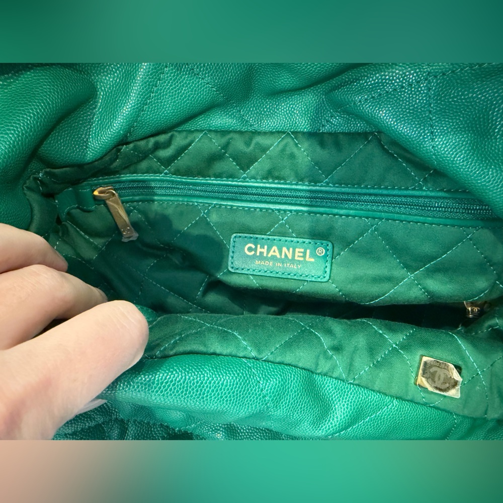 Chanel Tote Handbag Purse Quilted Shopping Bag Small + Pouch Clutch - Picture 10 of 12